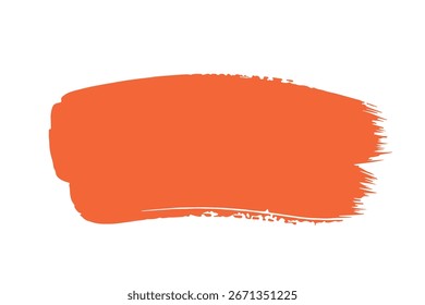 Orange Paint Brush Stroke, Bold Acrylic Smear, Artistic Grunge Texture, Vector Isolated Design
