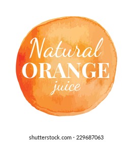 Orange paint circle with lettering - watercolor vector