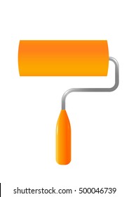 Orange paint roller Icon on white background isolated