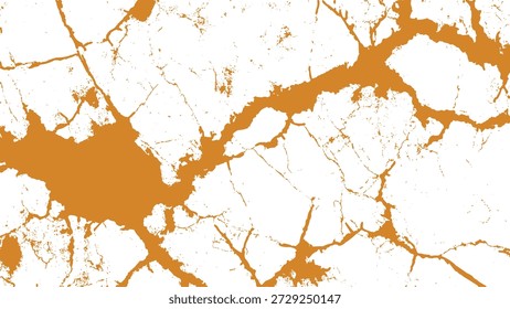 Grietas pintadas de naranja sobre textura de superficie blanca