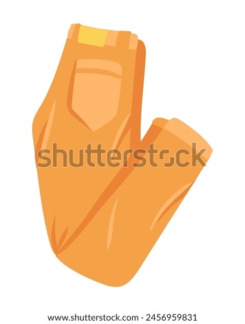 Orange pants with pocket in flat design. Stylish female or male trousers. Vector illustration isolated.