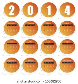 orange paper 2014 calendar vector