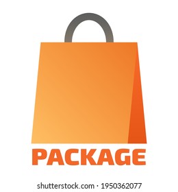 Orange paper bag with the label package