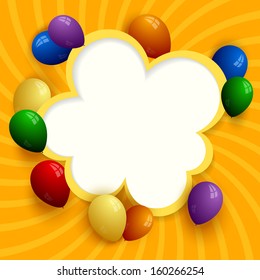 Orange Paper bubble with colored balloons