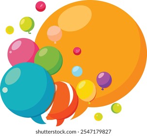 Bolha de papel laranja balões coloridos clipart ilustração vetorial 6