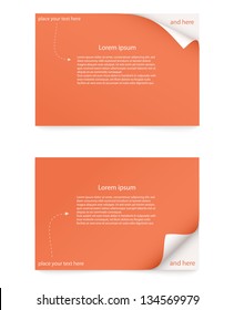 orange paper card with curled corner