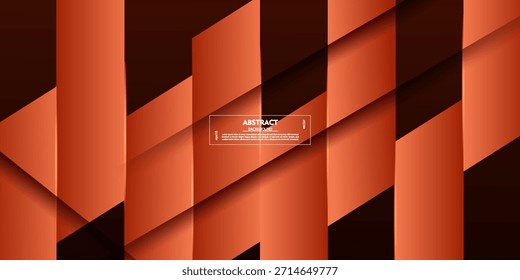 Fondo abstracto de corte de papel naranja con combinación de patrón de flecha cuadrada de color suave sobre fondo oscuro. Vector Eps10
