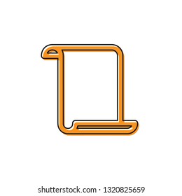 Orange Paper scroll icon isolated on white background. Canvas scroll sign. Vector Illustration