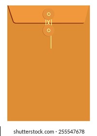 Orange paper sealed with string envelope template vector isolated on white