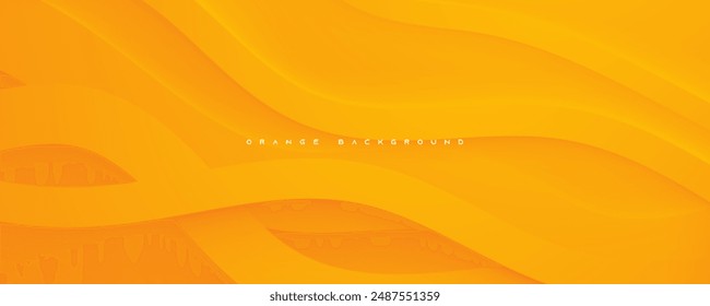 Orange papercut abstract background dynamic design vector