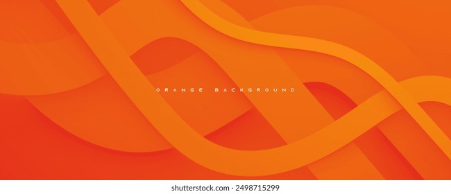 Orange papercut abstract background dynamic design vector