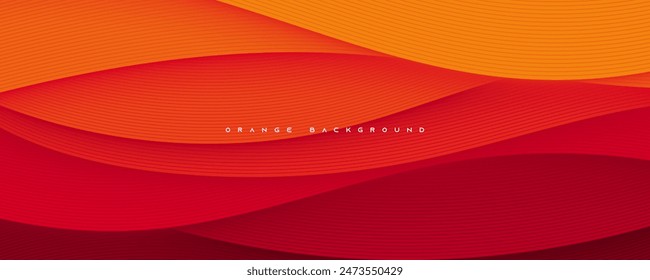 Orange papercut abstract background lines texture design vector