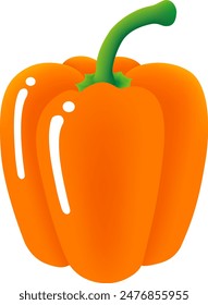 The orange paprika isolated on white background