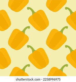 orange paprika seamless pattern. Vegetarian farm fresh product. Best for education or market designs.