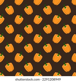Orange paprika seamless vector pattern.