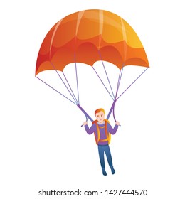 Orange parachute icon. Cartoon of orange parachute vector icon for web design isolated on white background