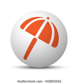 Orange Parasol icon on white ball