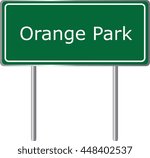 Orange Park , Florida, road sign green vector illustration, road table, USA city