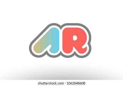 orange pastel blue alphabet letter ar a r logo combination design suitable for a company or business