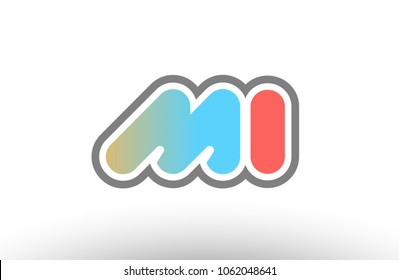 orange pastel blue alphabet letter mi m i logo combination design suitable for a company or business