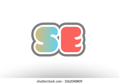 orange pastel blue alphabet letter se s e logo combination design suitable for a company or business