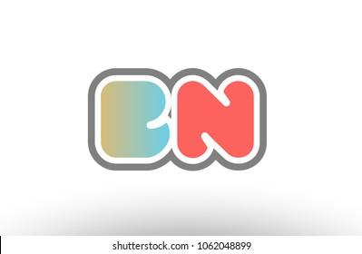 orange pastel blue alphabet letter bn b n logo combination design suitable for a company or business