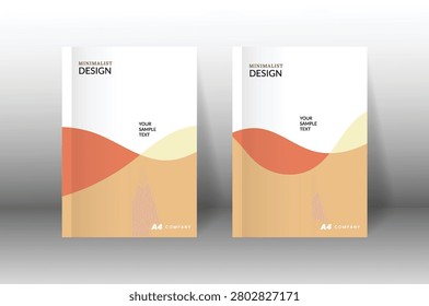 Orange pastel brochure cover template with minimalist wavy layers, creative presentation book layout design for business report in A4 size