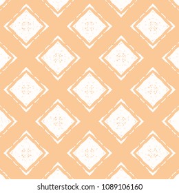 Orange pastel pattern with white rhombuses. Vector seamless pattern