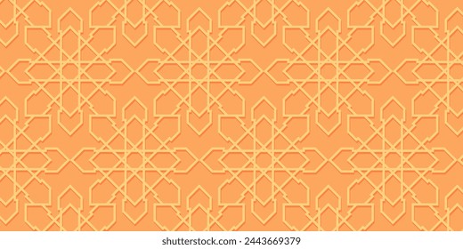 Orange Pattern Background, Islamic Texture. Vector Design for Banners, Posters, Social Media, Islamic Holiday Greeting Cards, Eid al-Fitr, Ramadan, Eid al-Adha.