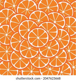 Orange Pattern Background. Social Media Post. Fruit Vector Illustration.
