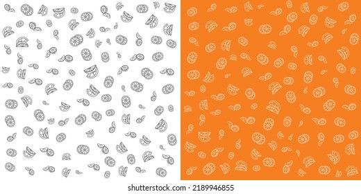 Orange pattern in different shapes isolated on orange and white background