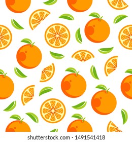 Orange Pattern, Fruit Pattern, Vector, Illustration,  Seamless Pattern, Background.