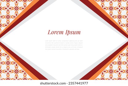 The orange pattern on the abstract background is a geometric mosaic in a colorful ornament style.