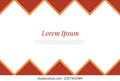 The orange pattern on the abstract background is a geometric mosaic in a colorful ornament style.
