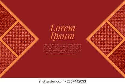 The orange pattern on the abstract background is a geometric mosaic in a colorful ornament style.