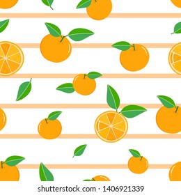 Orange pattern on white background, fresh fruit, vector illustration.