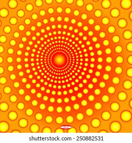 orange pattern with red texture with balls with yellow line background vector