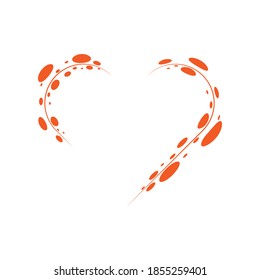 Orange pattern in the shape of a heart on a white background