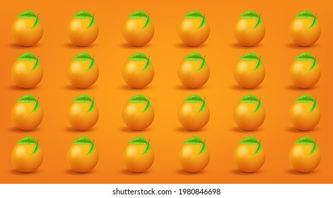 Orange pattern. Trendy summer background. Vector bright print for fabric or wallpaper