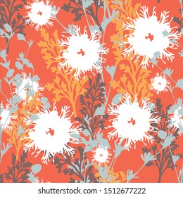 Orange pattern with white flowers