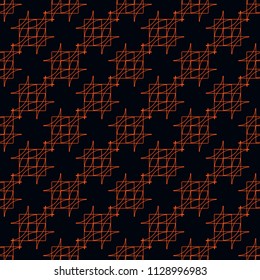 Orange patterns on black background, seamless pattern
