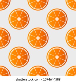 Orange patterns vector illustration. Juicy bright sliced oranges design template. Fruit background. Vector EPS 10.