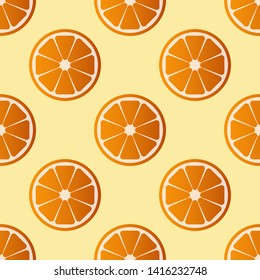 Orange patterns vector illustration. Juicy bright sliced oranges design template. Fruit background. Vector EPS 10.