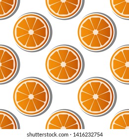 Orange patterns vector illustration. Juicy bright sliced oranges design template. Fruit background. Vector EPS 10.