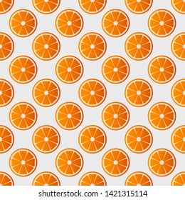 Orange patterns vector illustration. Juicy bright sliced oranges design template. Fruit background. Vector EPS 10.