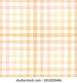 Orange Peach Pastel Watercolor Checkered Pattern. 