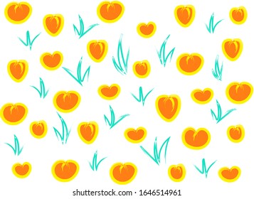 The orange peaches and green grass pattern. So cute and sweet garden.