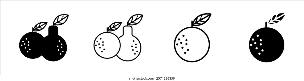 orange and pear  icon set. vector illustration, pictogram isolated on white background. color editable
