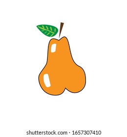 pera naranja aislada sobre fondo blanco. Ilustración vectorial.