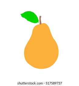 Orange pear with leaf. Pear icon.